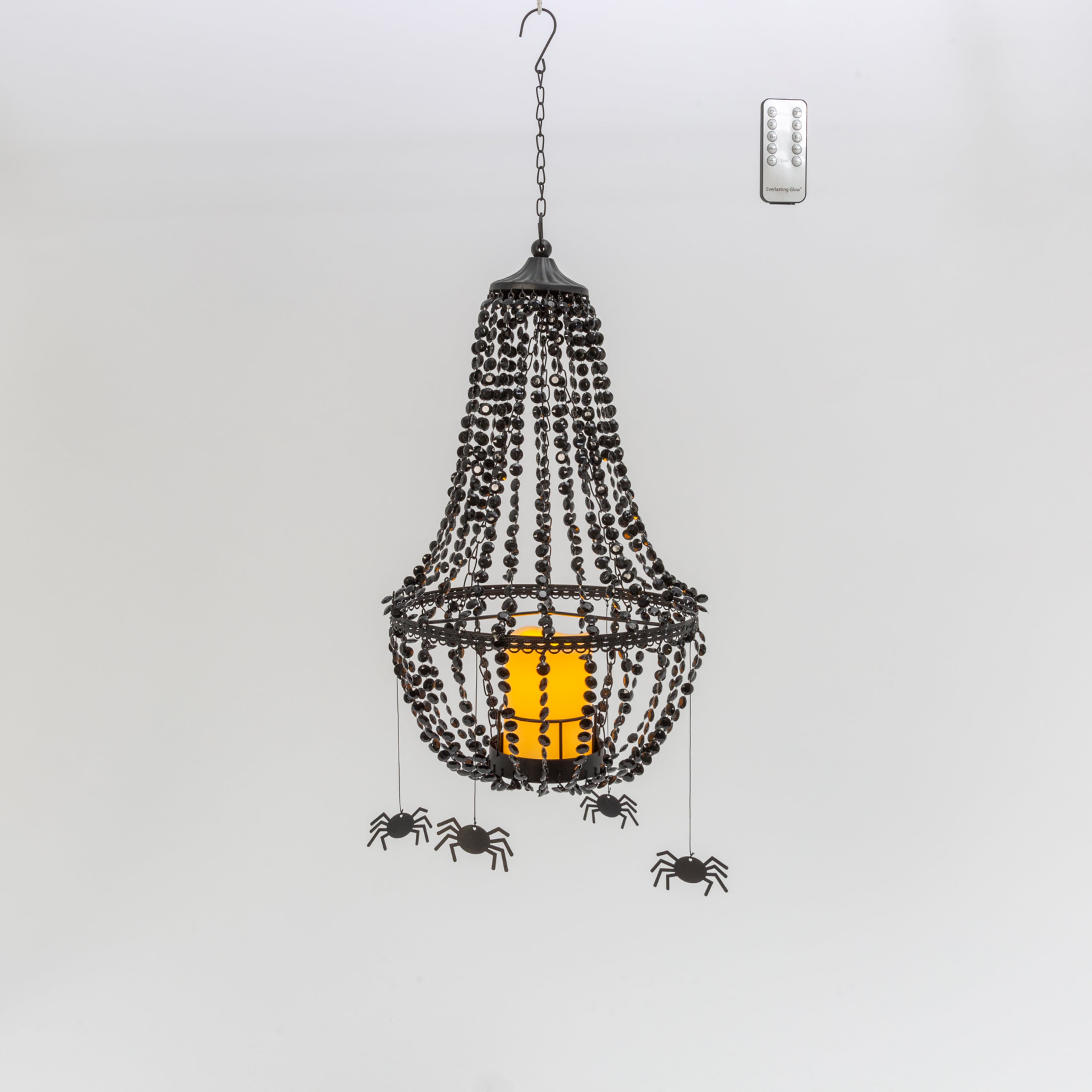 Black Crystal Chandelier with 6 Spiders, LED Candle Remote